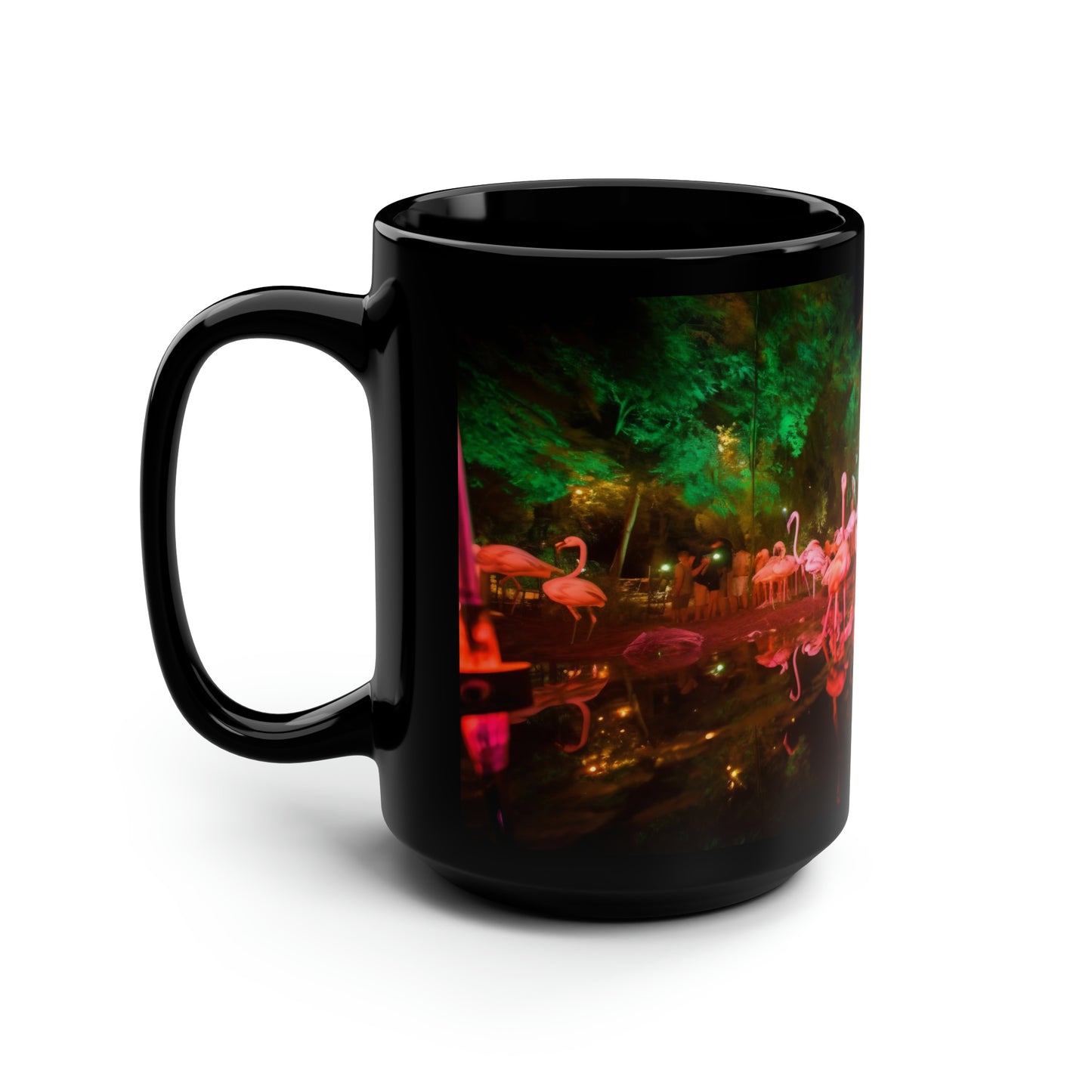 oregon country fair, flamingos at the oregon country fair, oregon, after dark - Mug, Black