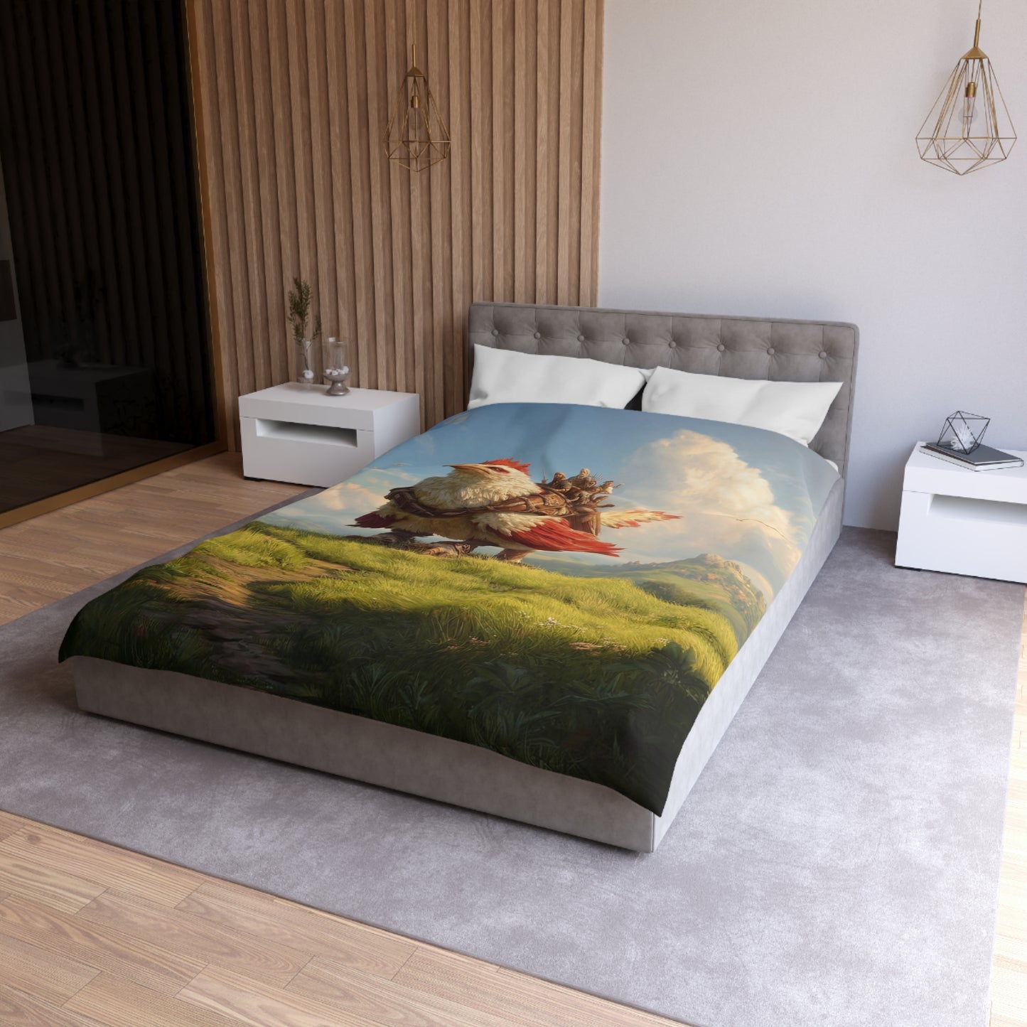 Skybound Hawk Riders Microfiber Duvet Cover – Sunlit Summit Adventure