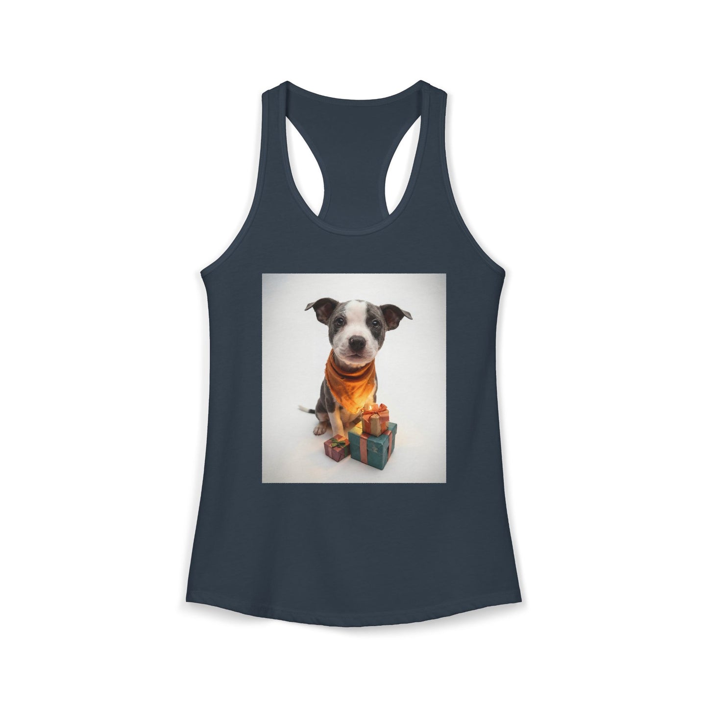 Gifted Puppy Women's Ideal Racerback Tank – Rust Bandana and Presents