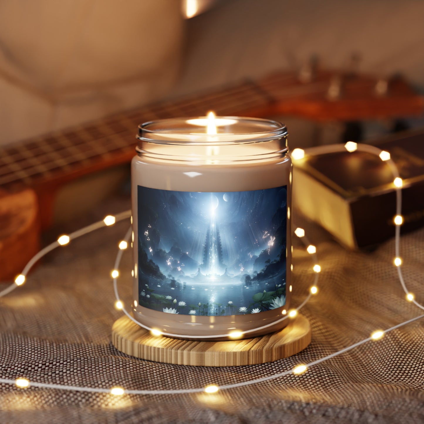 Celestial Lotus Scented Soy Candles with White Lid, 9oz – Moonlit Sanctuary Glow