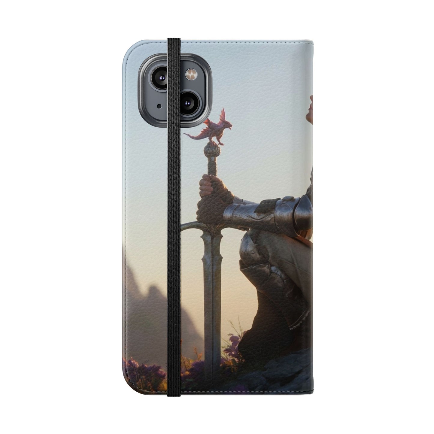 Dragon Knight Flip Cases – Sunlit Sentinel with Mini Drake and Sword