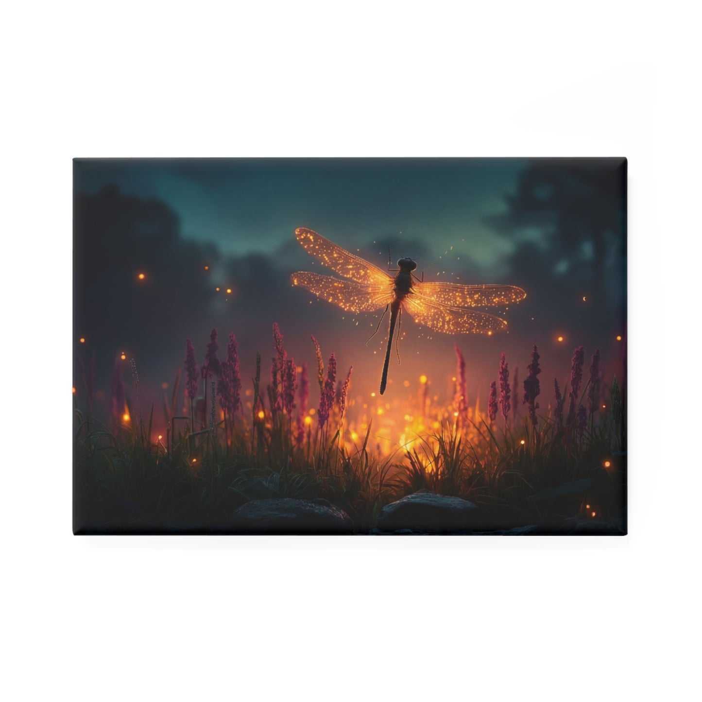 Glowing Dragonfly Button Magnet, Rectangle (1 & 10 pcs) – Twilight Firefly Ballet