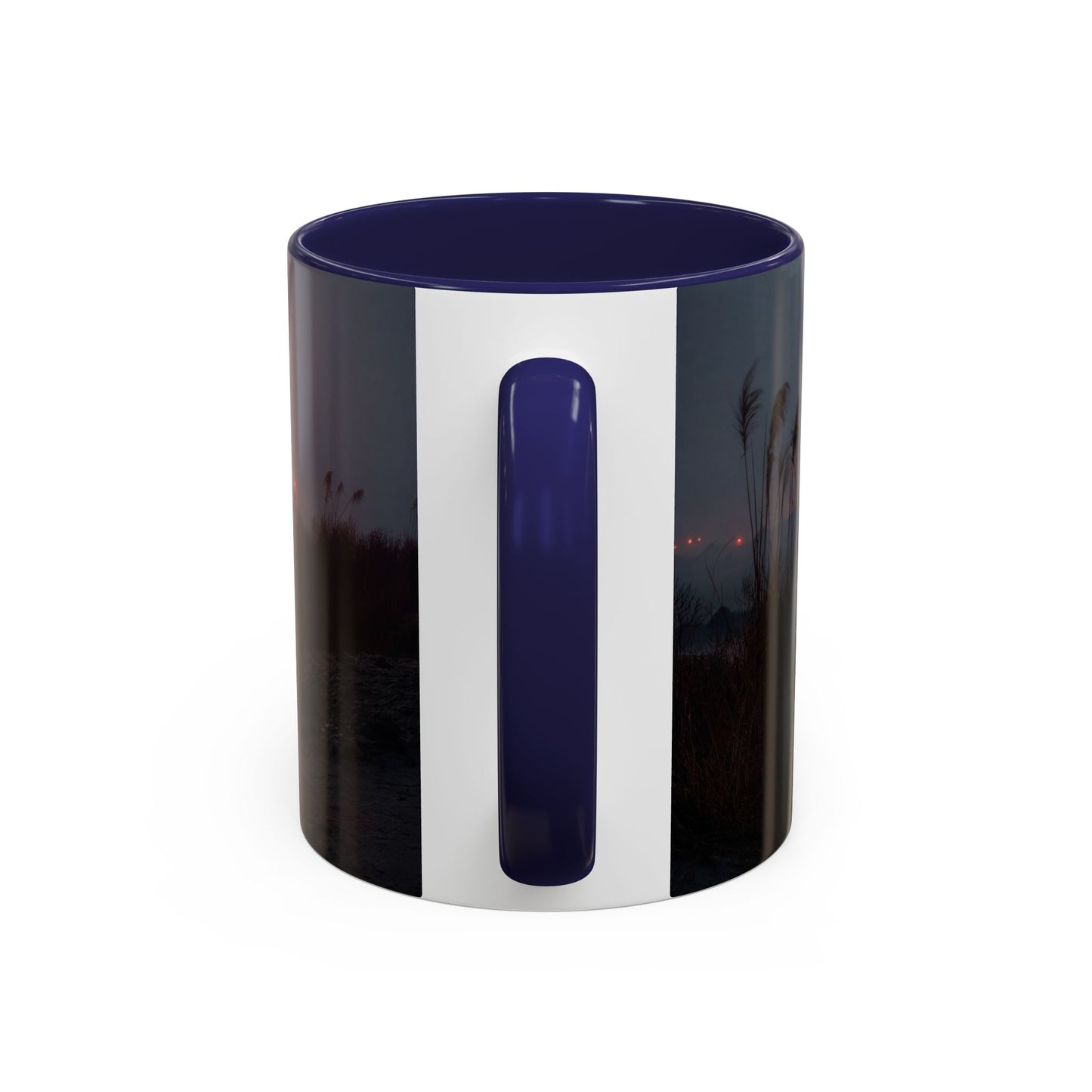 Crimson Circus Tent Accent Coffee Mug (11, 15oz) – Fog-Drenched Midnight Wonder