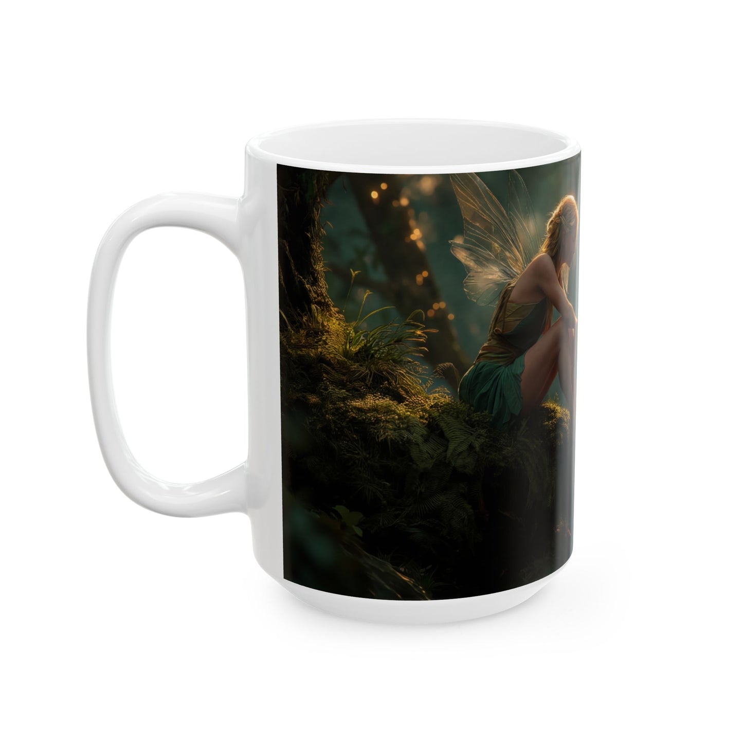 Forest Faerie by the Stream Ceramic Mug – Golden Hour Reverie