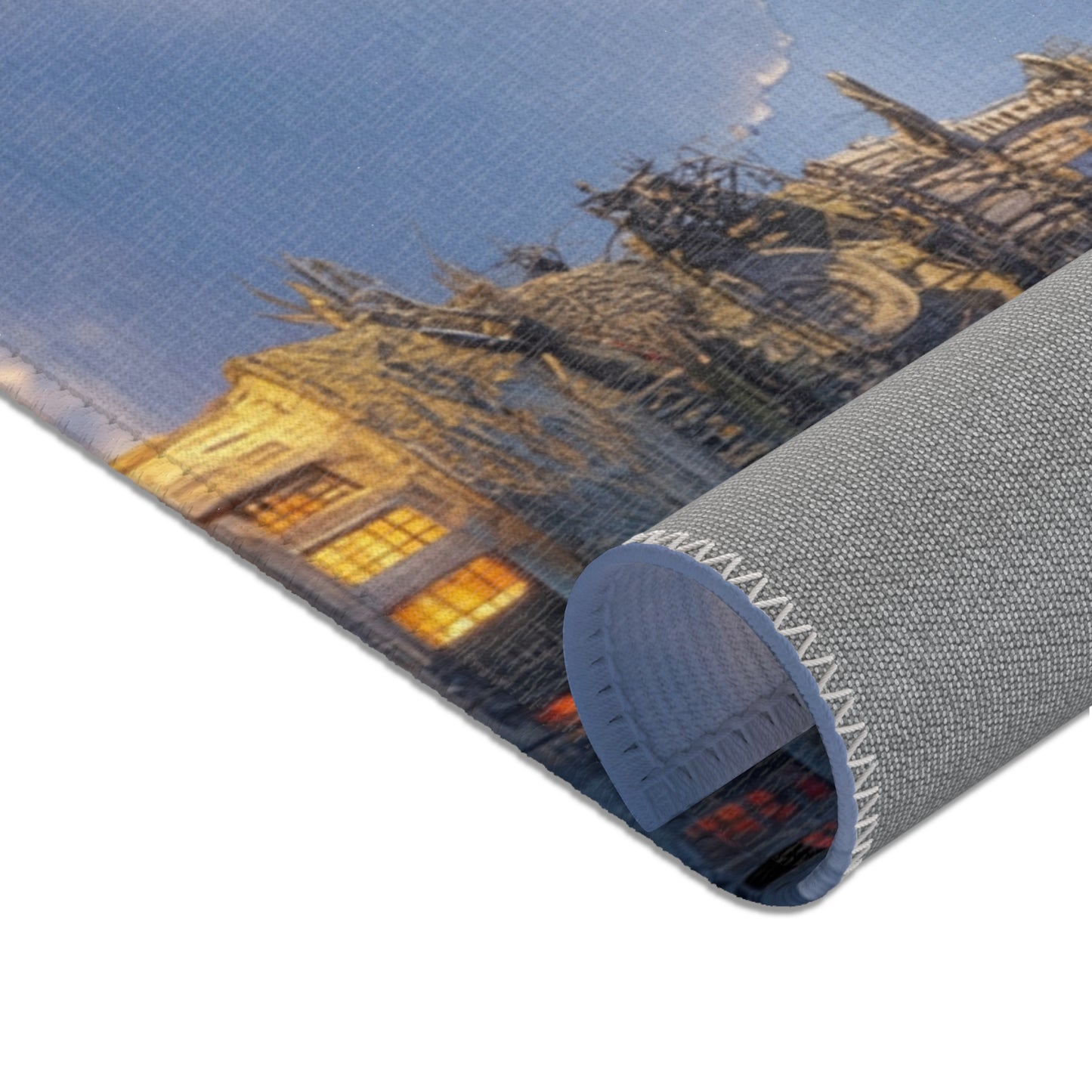 Aerial Lighthouse Area Rug – Twilight Skywatcher Dreamscape