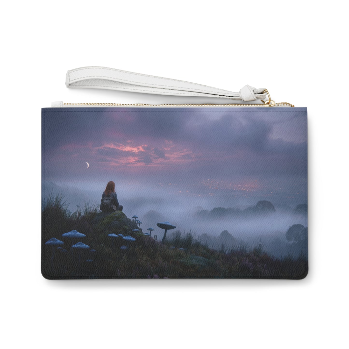 Twilight Mycophile Clutch Bag – Moonlit Fungi Vista