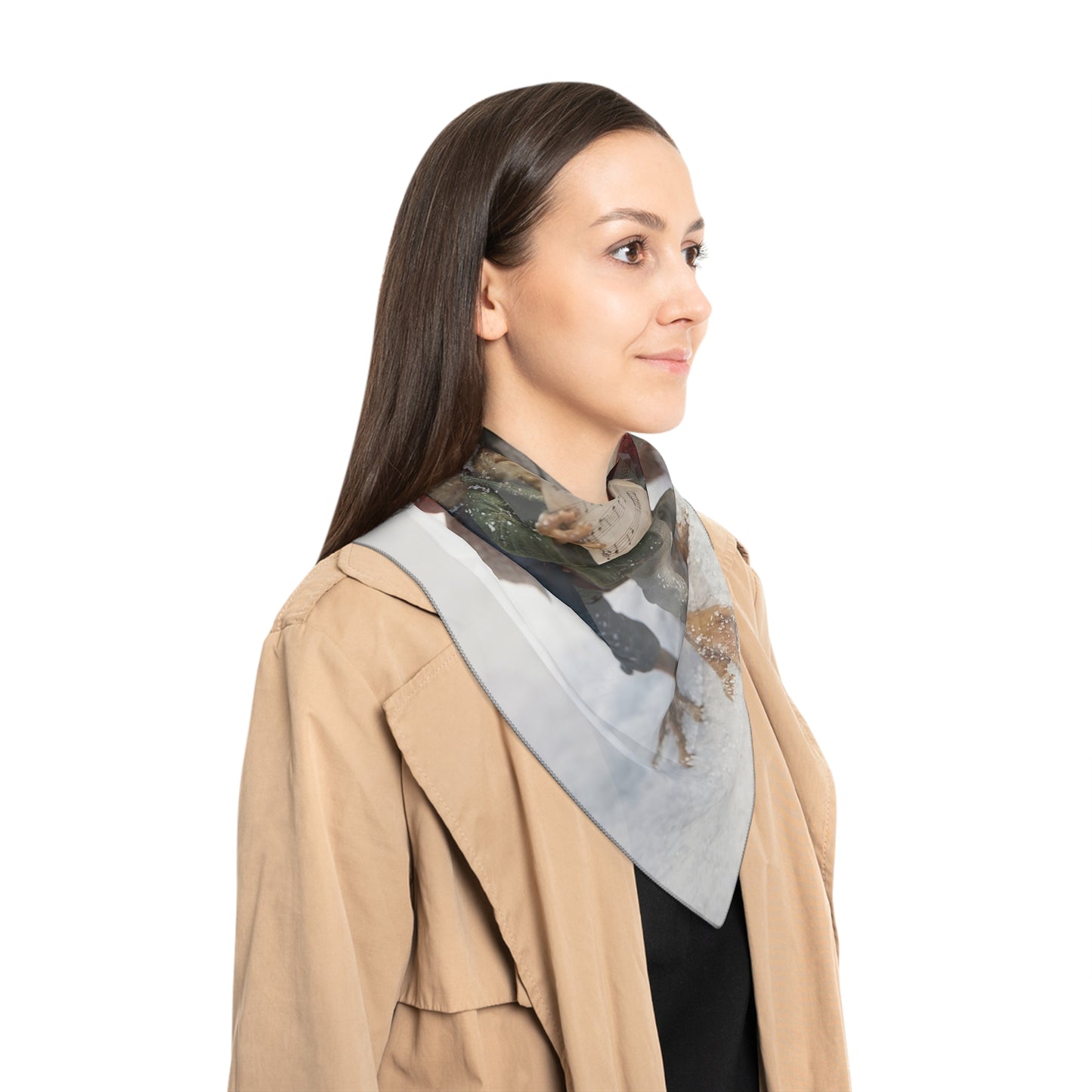 Frogs in Snow Choir Poly Scarf – Winter Carolers Singing Through Frost
