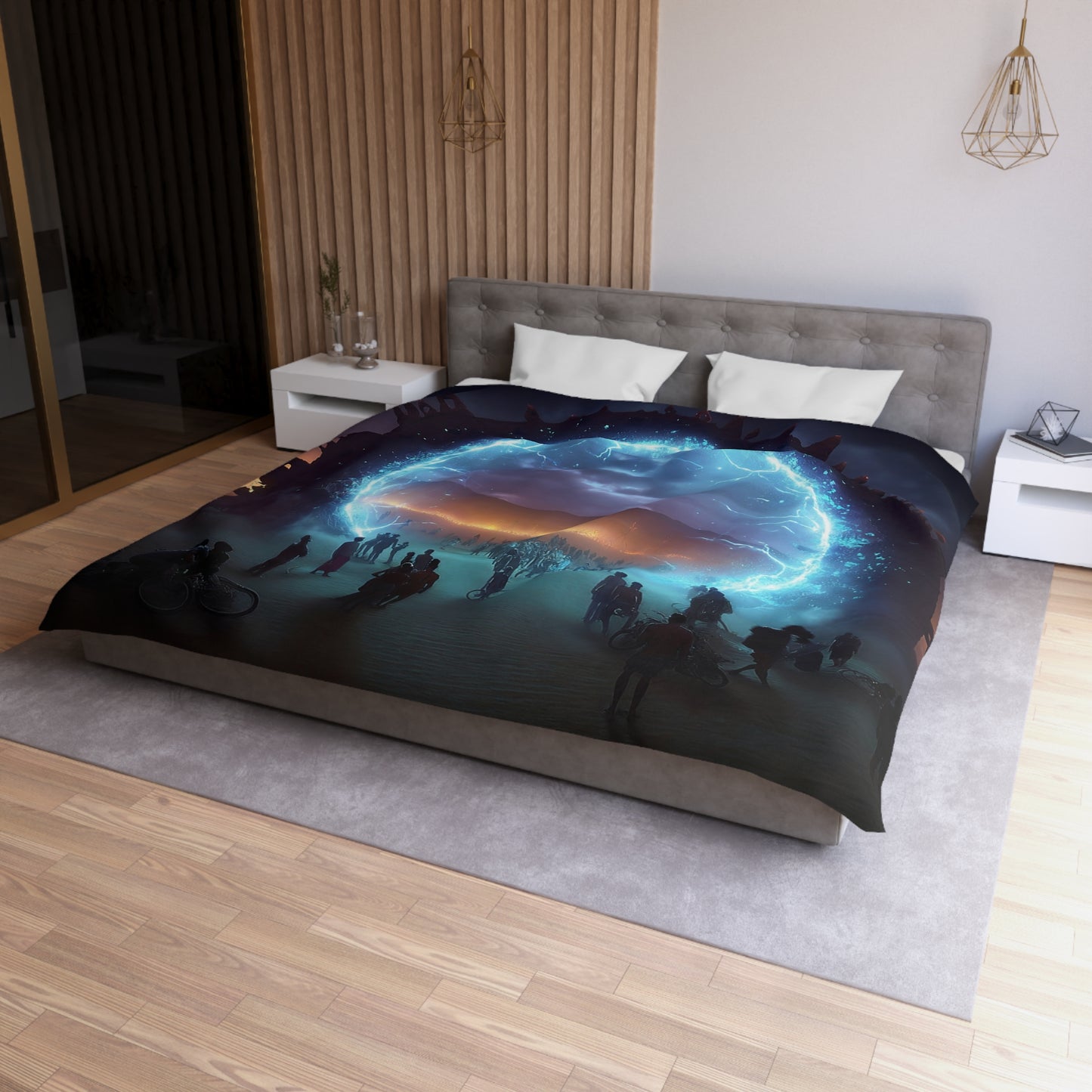 Celestial Portal Microfiber Duvet Cover – Electric Threshold Dreamscape