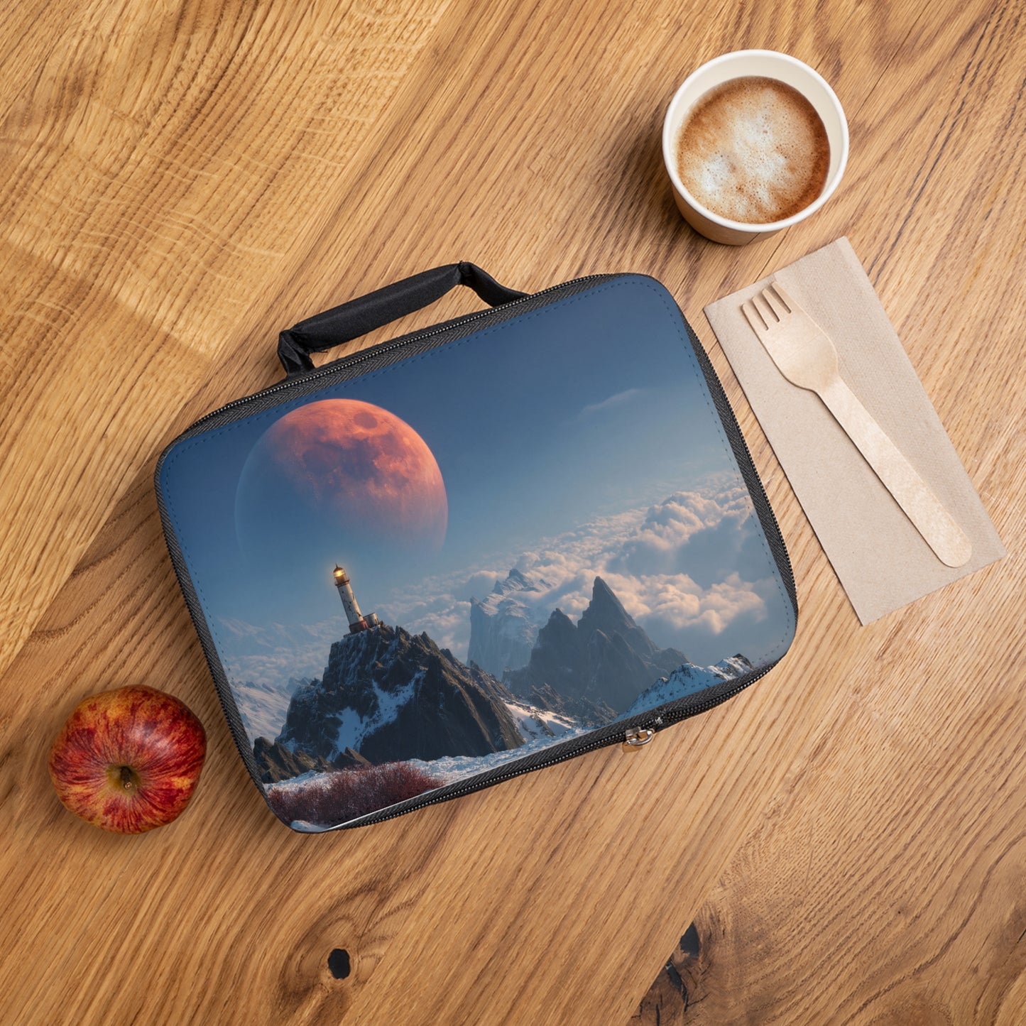 Lunar Lighthouse Lunch Bag – Beacon in Crimson Sky