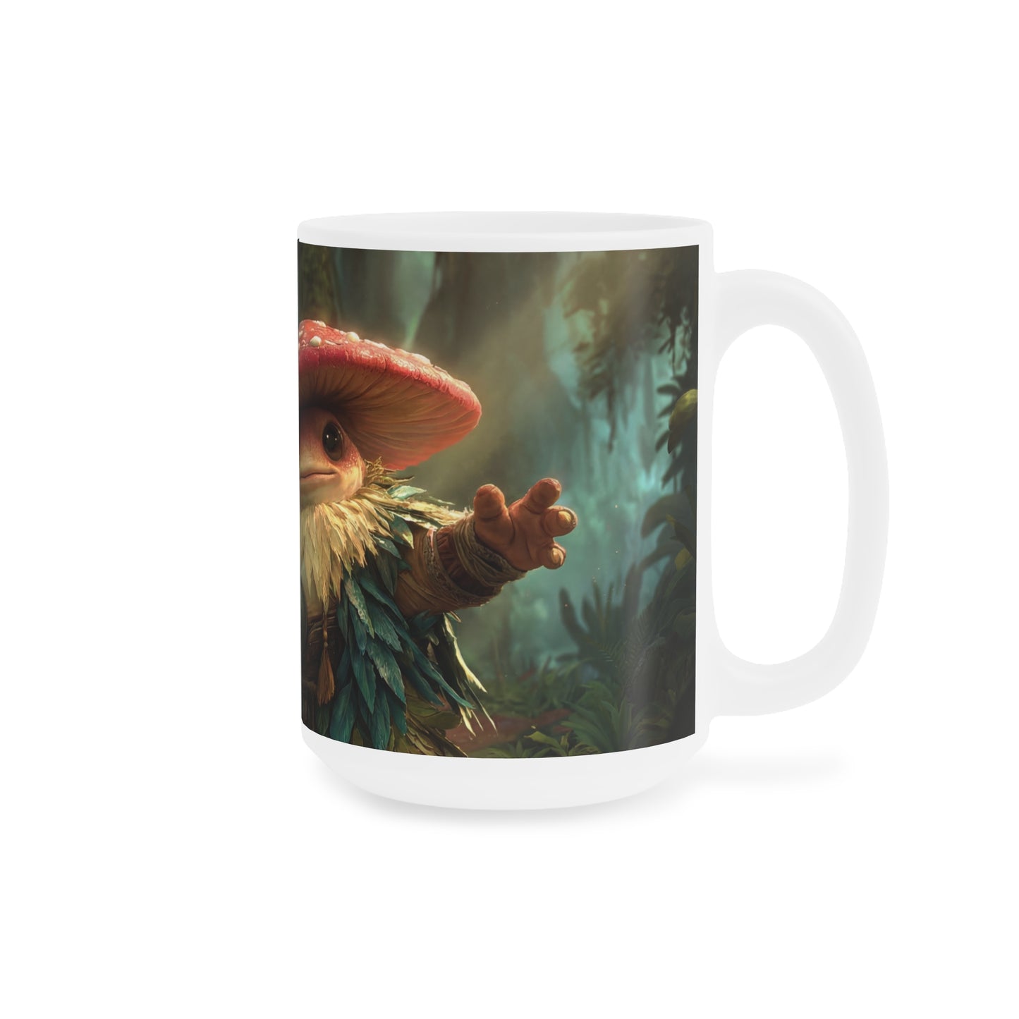 Forest Guardian Mushroom Warrior Ceramic Mugs (11oz\15oz\20oz) – Sunlit Canopy Embrace