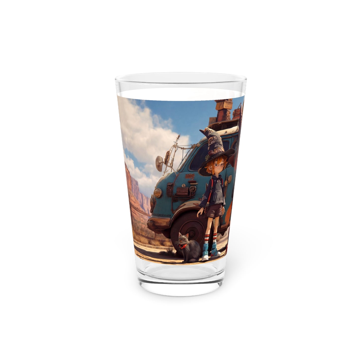 Witch Roadtrip Pint Glass, 16oz – Dusty Van & Three Witches’ Sunset