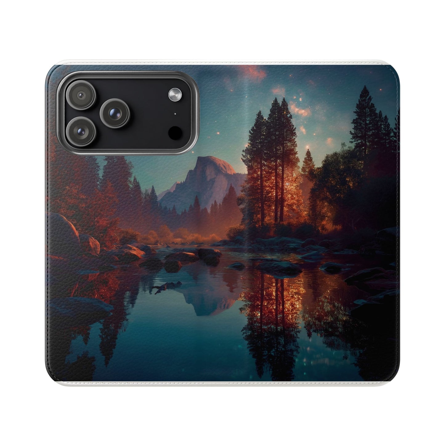 Starlit Valley Flip Cases – Twilight River and Half Dome Reflections