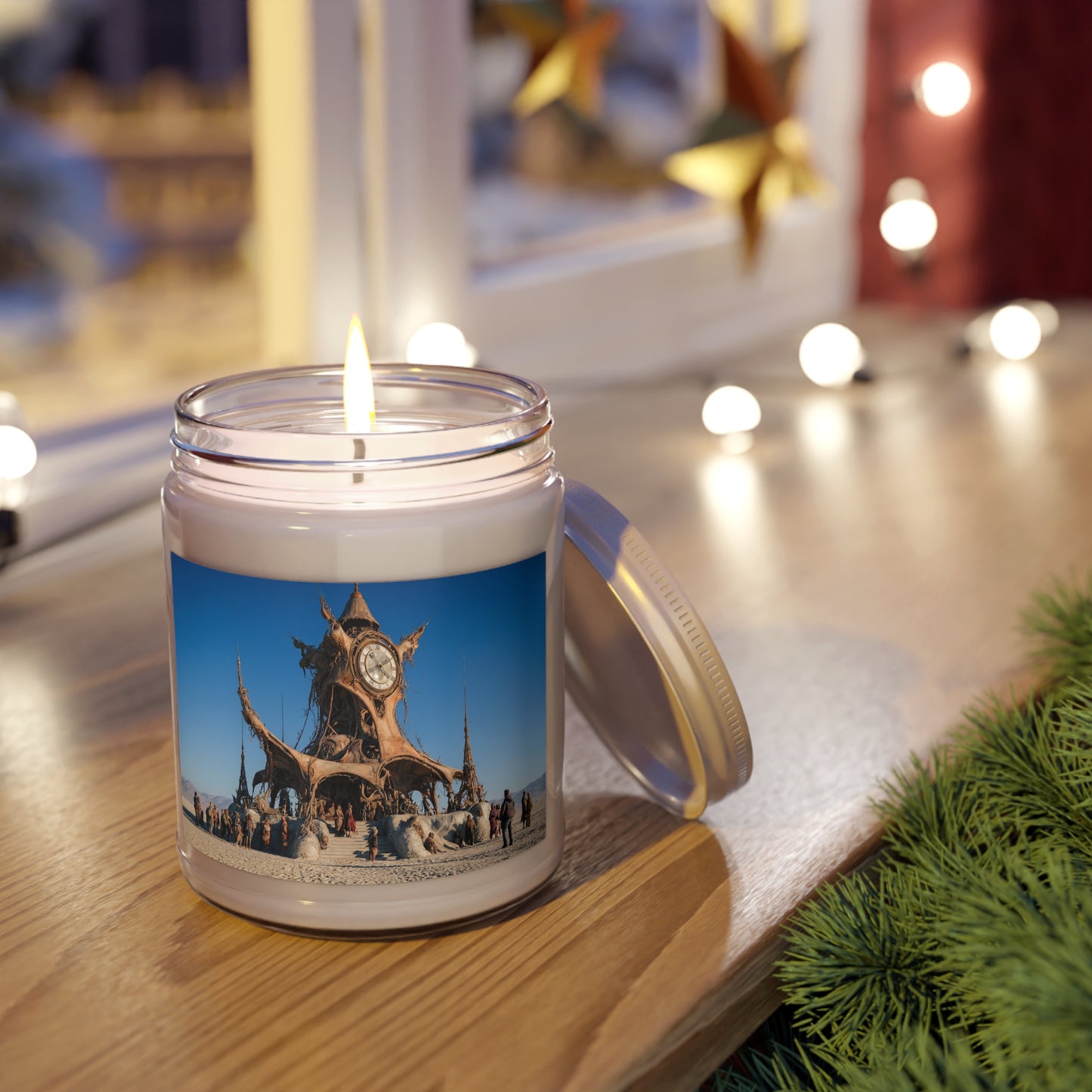Desert Clocktower Scented Soy Candles with White Lid, 9oz – Timeless Sandscape Ritual