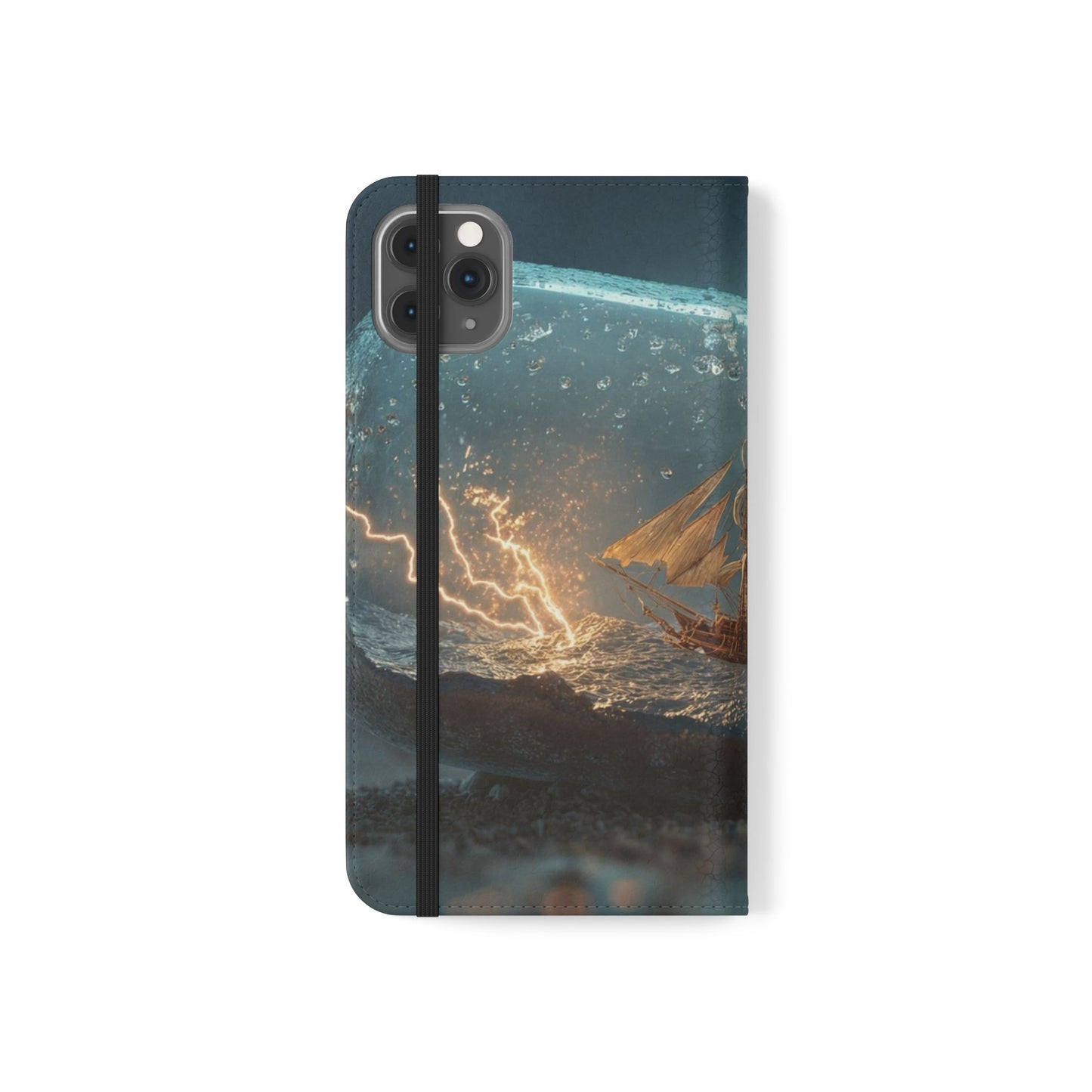 Storm-Struck Galleon Flip Cases – Lightning Inside Glass Bottle