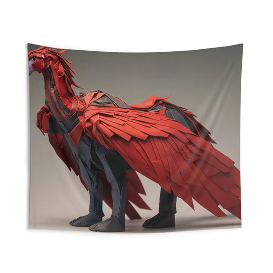 Paper Phoenix Wall Tapestry – Crimson Winged Sentinel