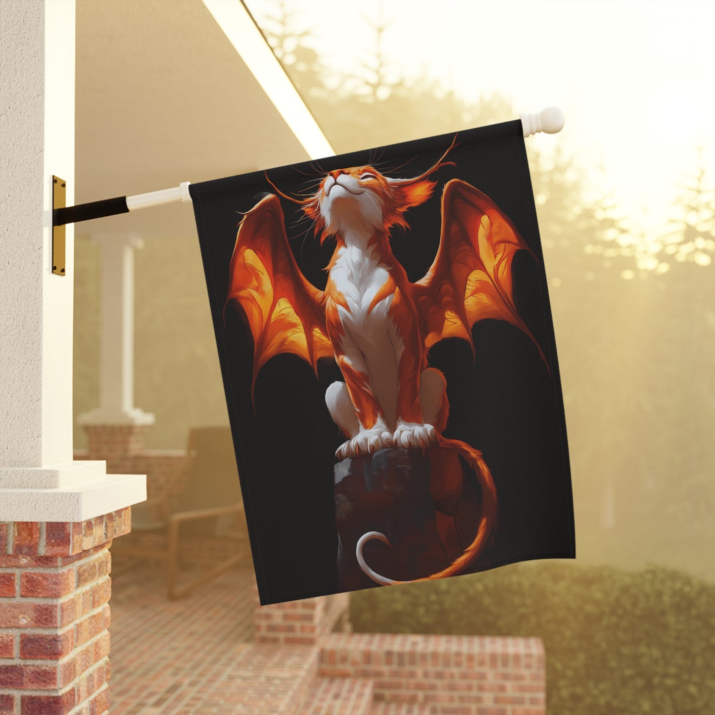 Fiery Winged Cat Dragon - Art Print