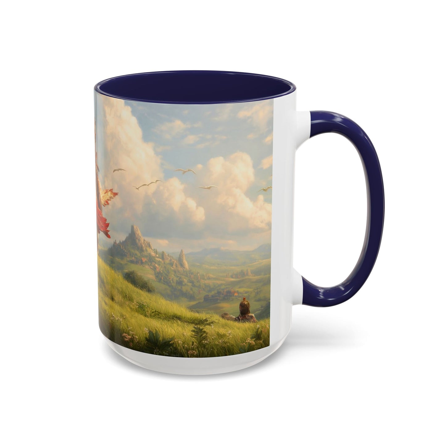 Great Aerie Pathfinder Mug – Dawn’s Flight Over Verdant Hills