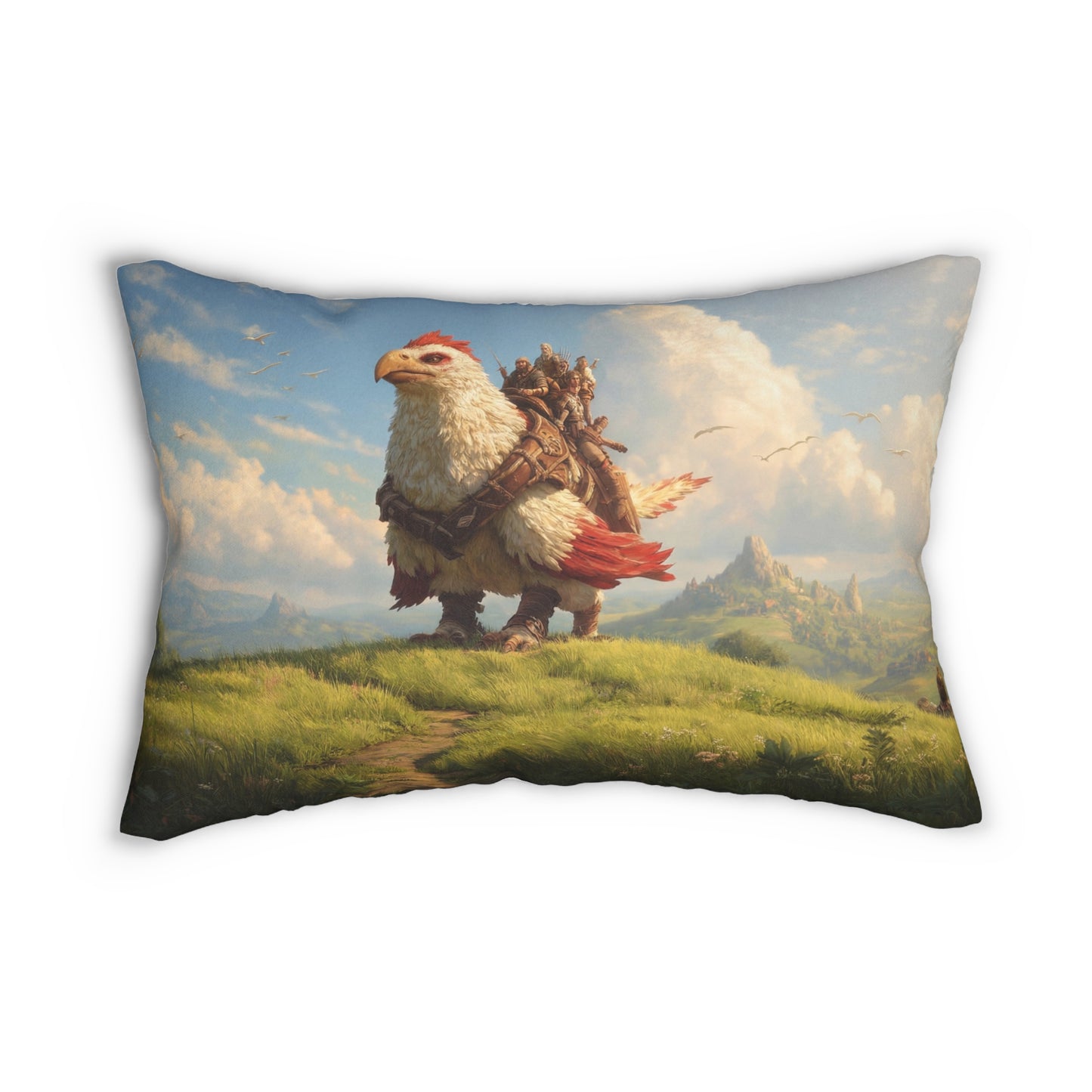 Skyborne Eagle Riders Lumbar Pillow – Sunset Pathfinder on the Wind-Swept Ridge