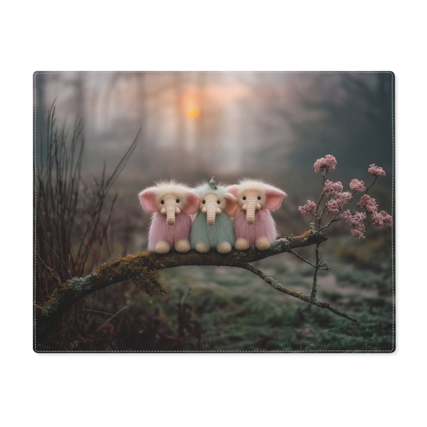 Three Furry Elephant Friends Placemat – Twilight Meadow Guardians