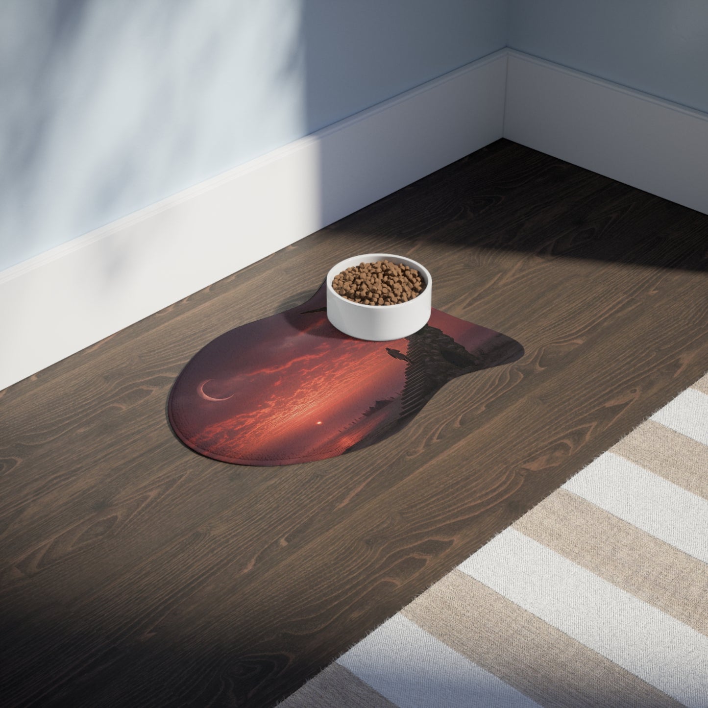 Twilight Staircase Pet Feeding Mats – Mossy Steps to the Horizon