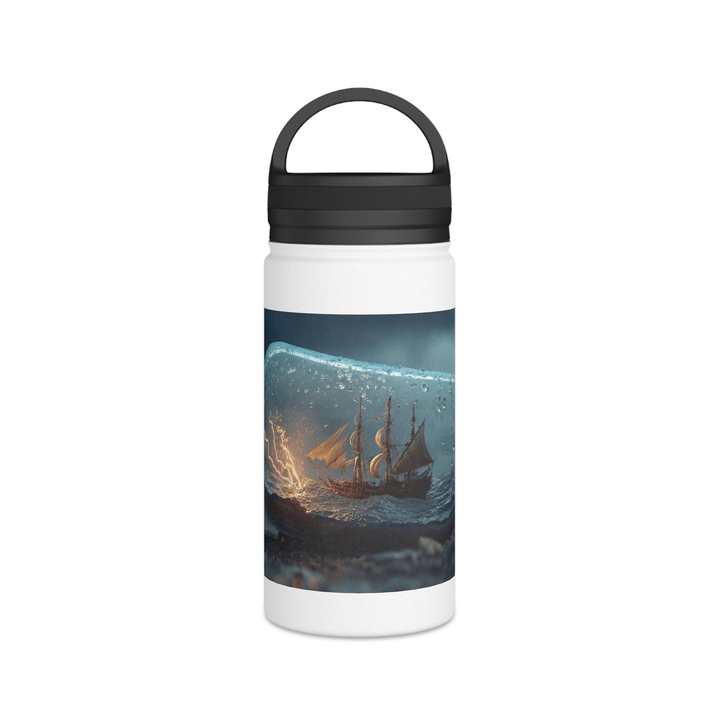 Stormbound Galleon Water Bottle – Handle Lid – Sea in a Bottle Dreamscape