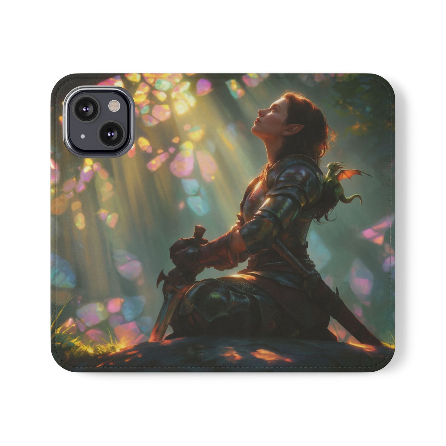 Crystal Grove Sentinel Flip Cases – Iridescent Forest Dawn Guardian