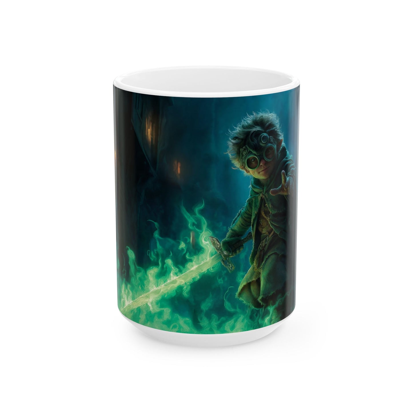 Goblin with Green Sword Ceramic Mug – Midnight Alley Magic