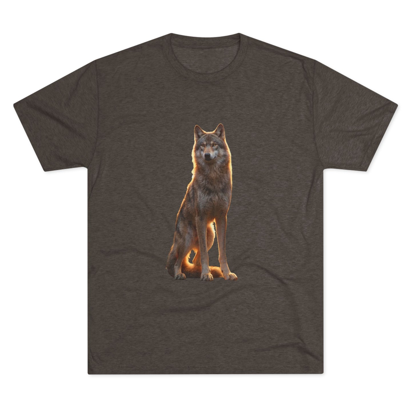 Solitary Wolf Unisex Tri-Blend Crew Tee – Golden Hour Sentinel Portrait