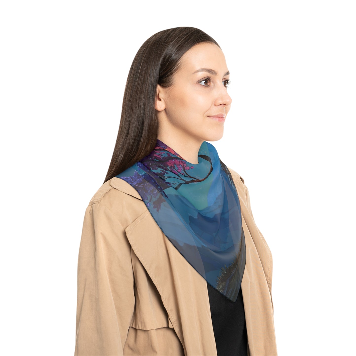Celestial Tree Poly Scarf – Twilight Bloom Dreamscape