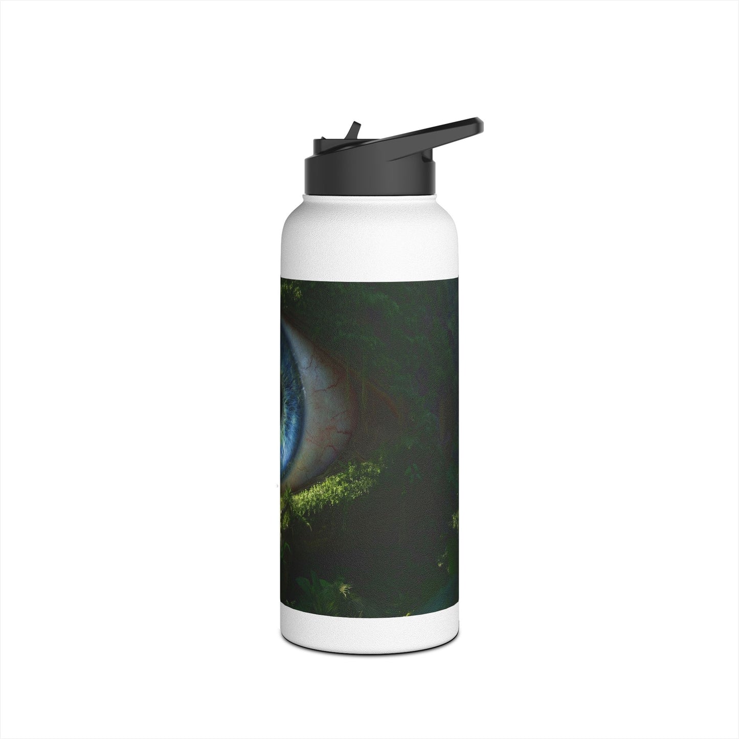 Guardian Eye of the Verdant Deep Stainless Steel Water Bottle, Standard Lid – Watchful Jungle Portal