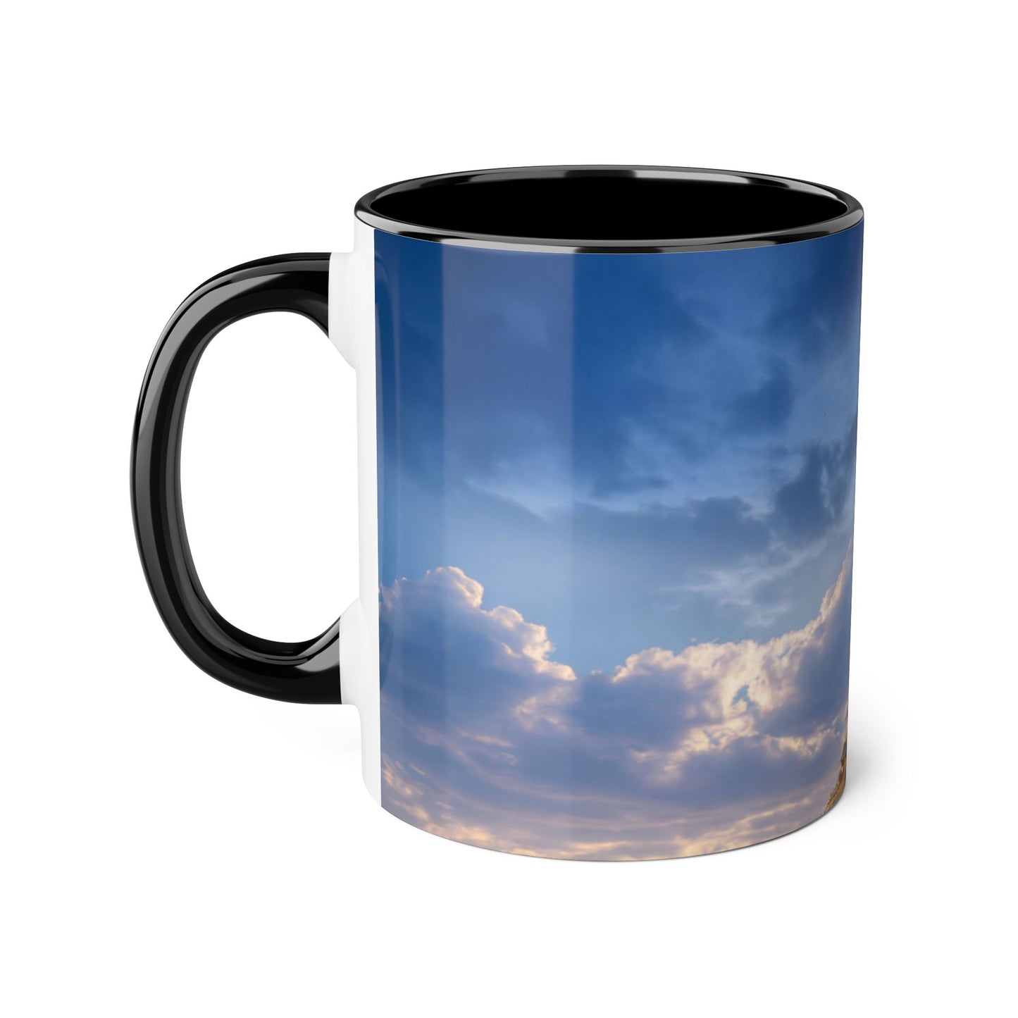 Towering Lighthouse Accent Mugs, 11oz – Floating Beacon Over Twilight Sea