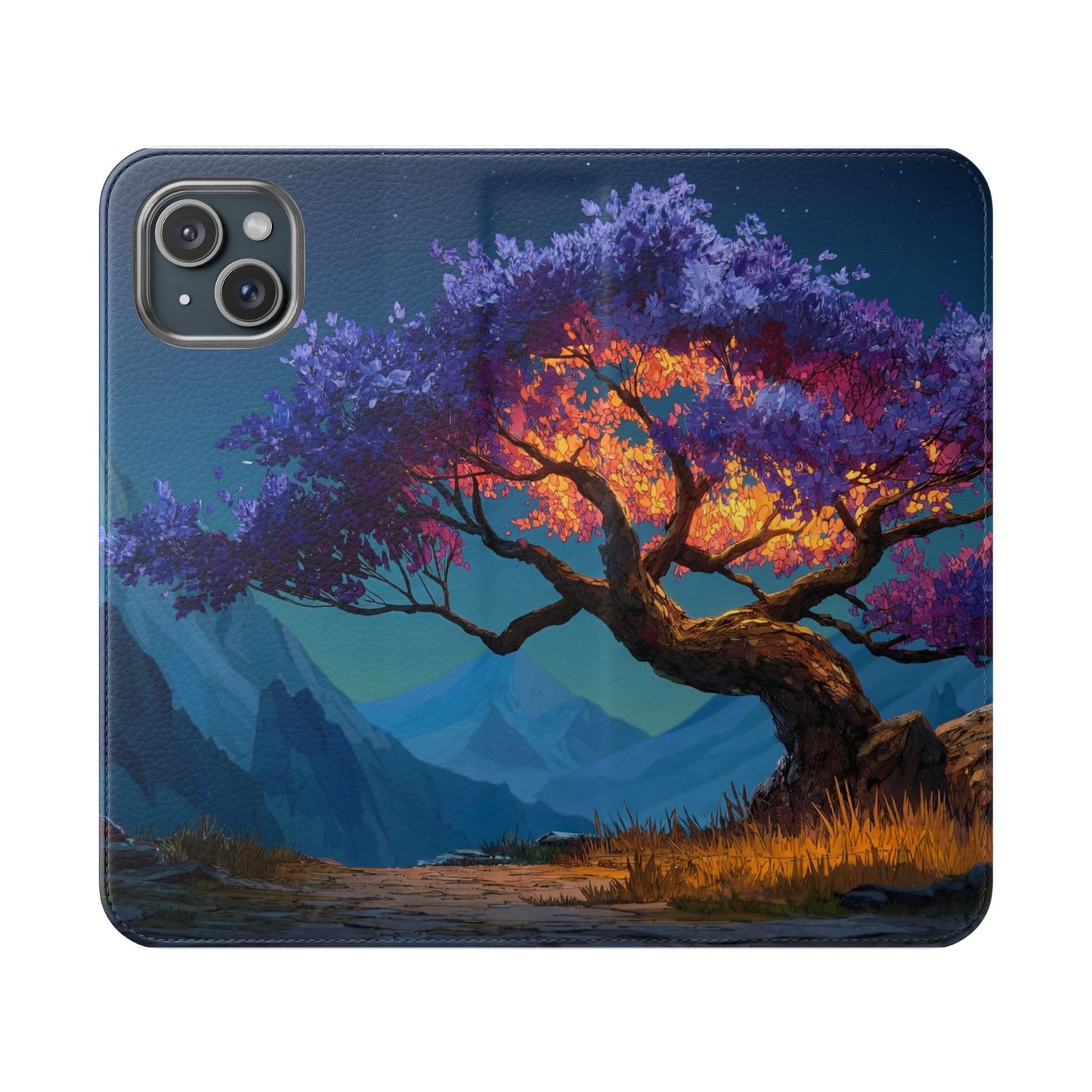 Violet Flame Tree Flip Cases – Twilight Mountain Glow Case