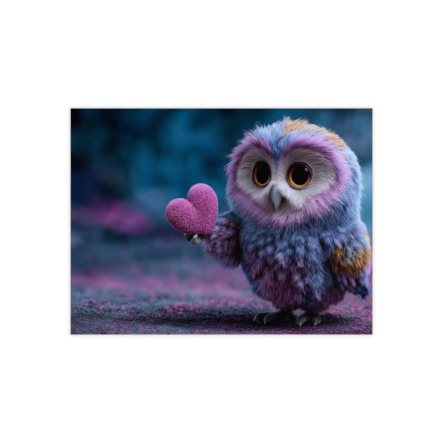 Rainbow Owl Ceramic Photo Tile – Tiny Guardian with a Velvet Heart