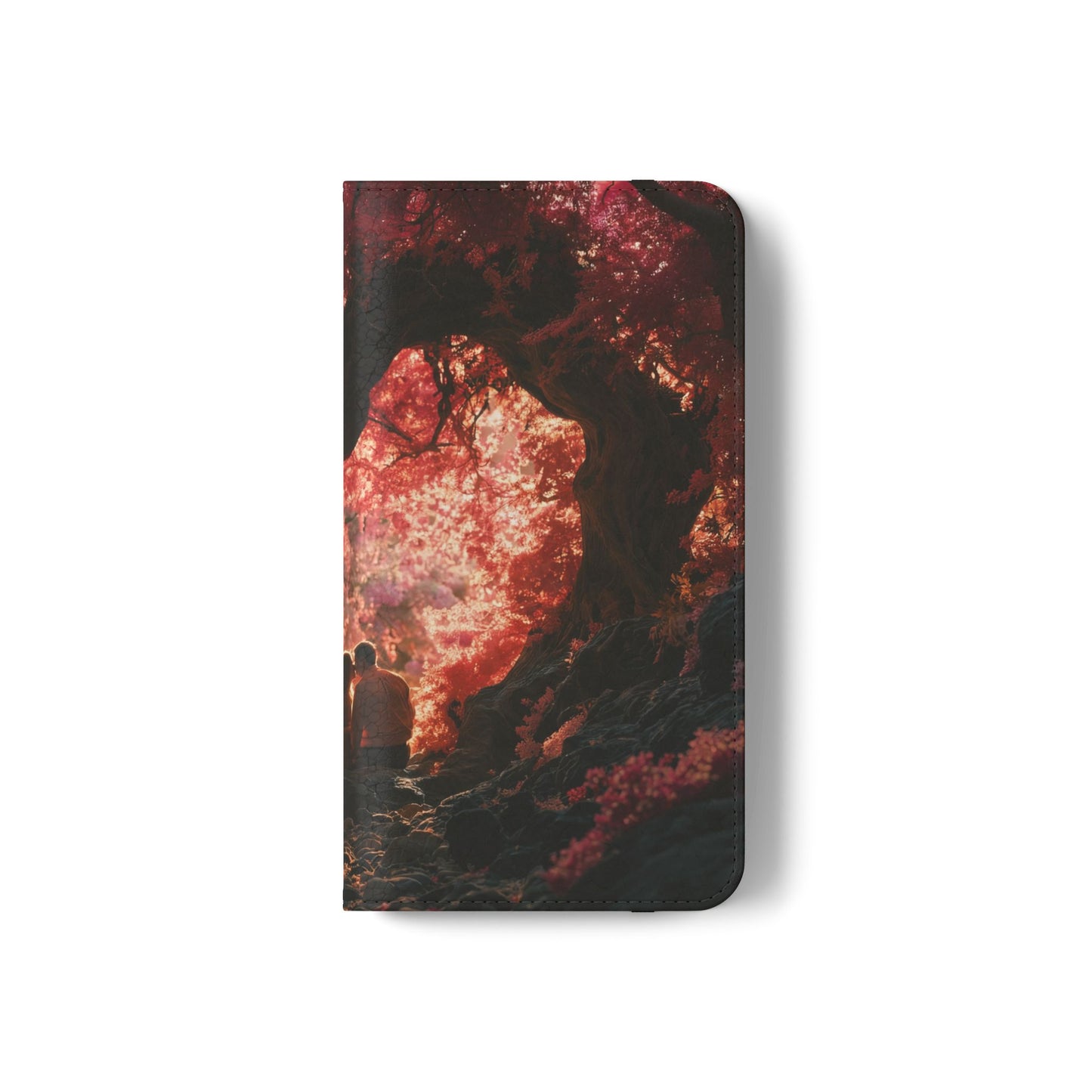 Crimson Arch Flip Cases – Heart-Shaped Canopy Romance