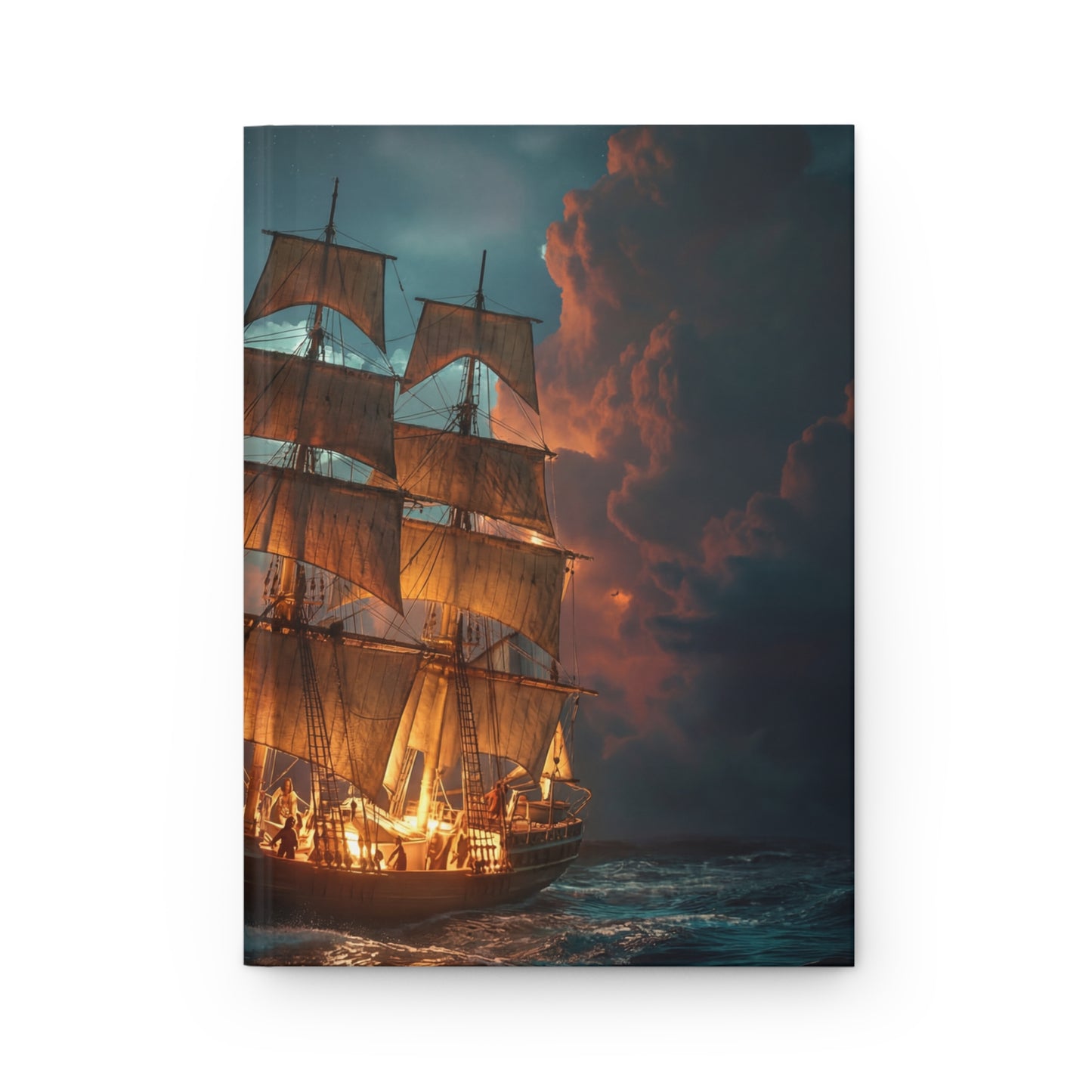 Starlit Galleon Hardcover Journal Matte – Voyage Through Crimson Skies