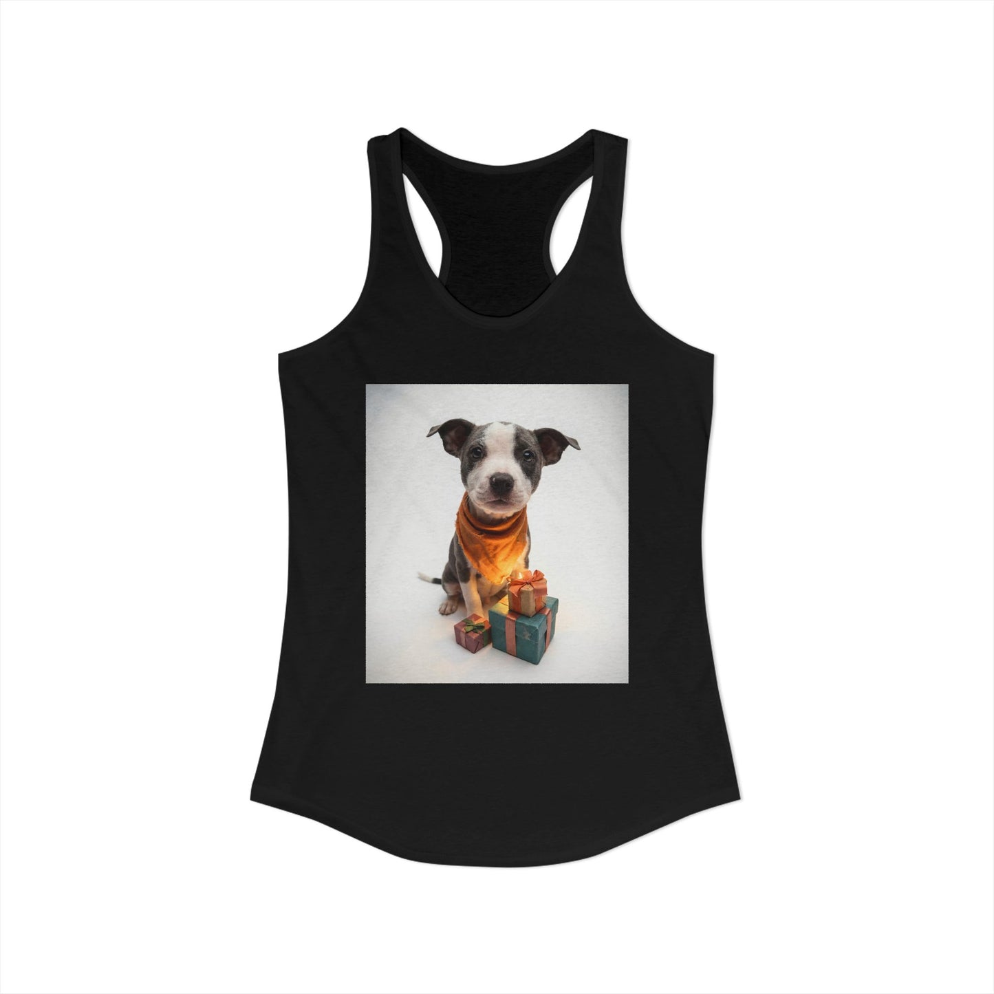 Gifted Puppy Women's Ideal Racerback Tank – Rust Bandana and Presents