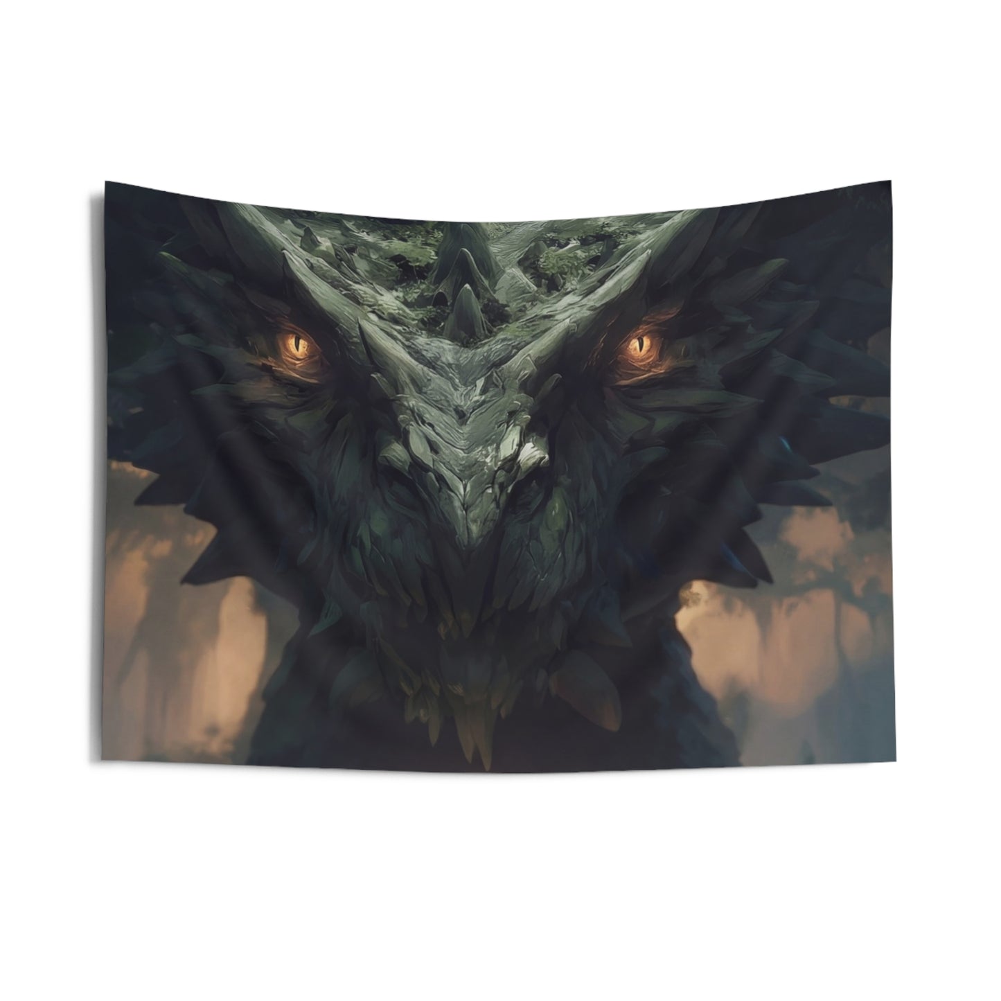 Ancient Forest Dragon Sentinel Indoor Wall Tapestries – Whispers of the Verdant Guardian