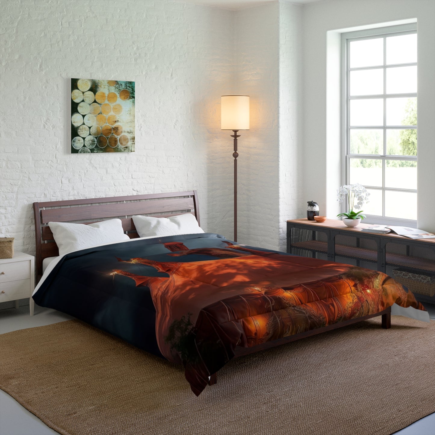Crimson Circus Tent Comforter – Midnight Carnival Dreamscape
