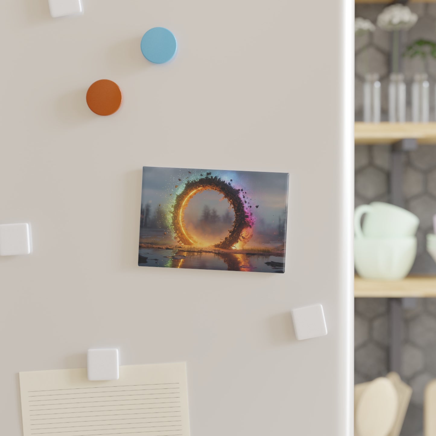 Cosmic Portal Button Magnet, Rectangle (1 & 10 pcs) – Fractured Light Gateway