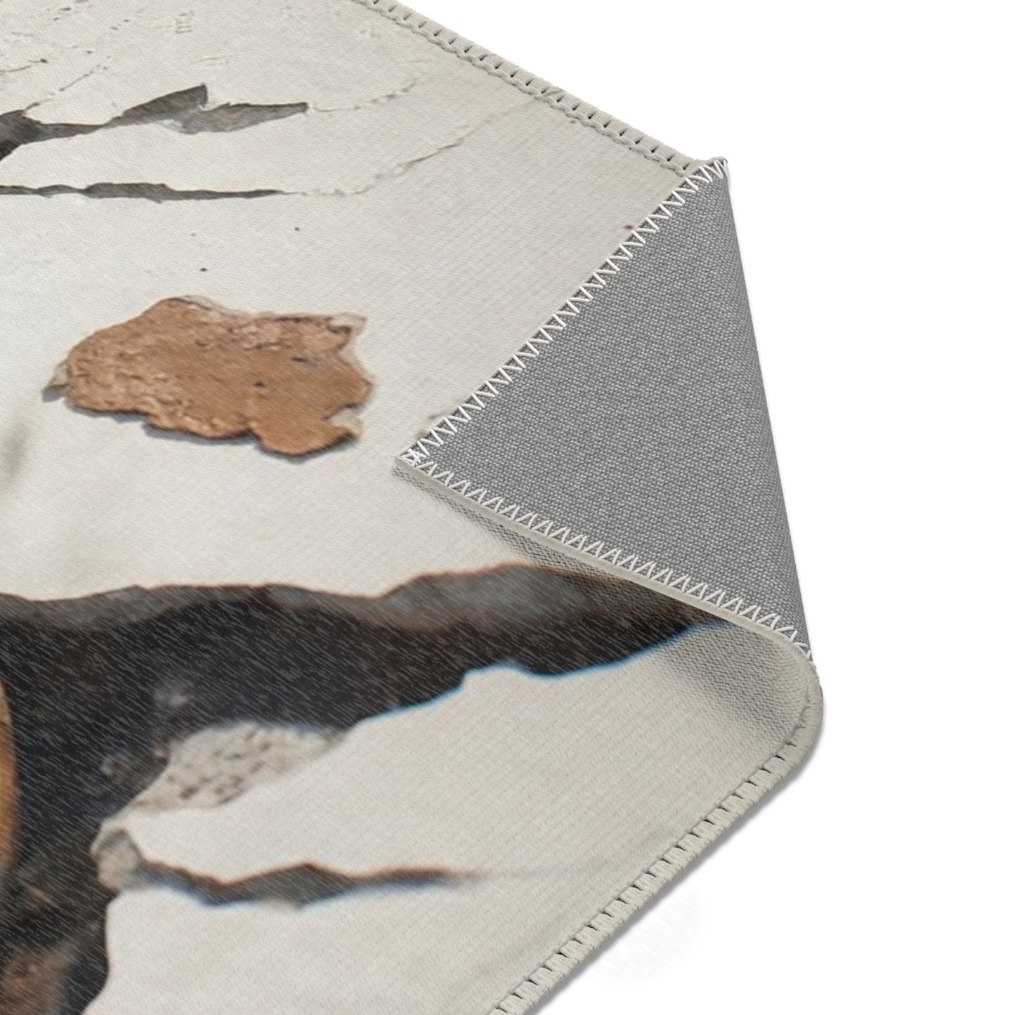 Girl Standing in Mirror Rug – Sunlit Sky Reflection