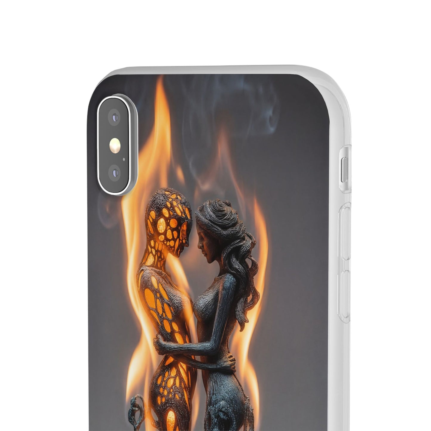 Flame-Embraced Lovers Flexi Cases – Intimate Glow Within the Fire