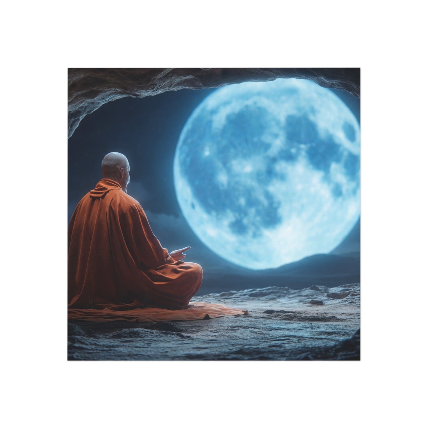 Moonlit Monk Meditation Magnet – Serene Night Sanctuary