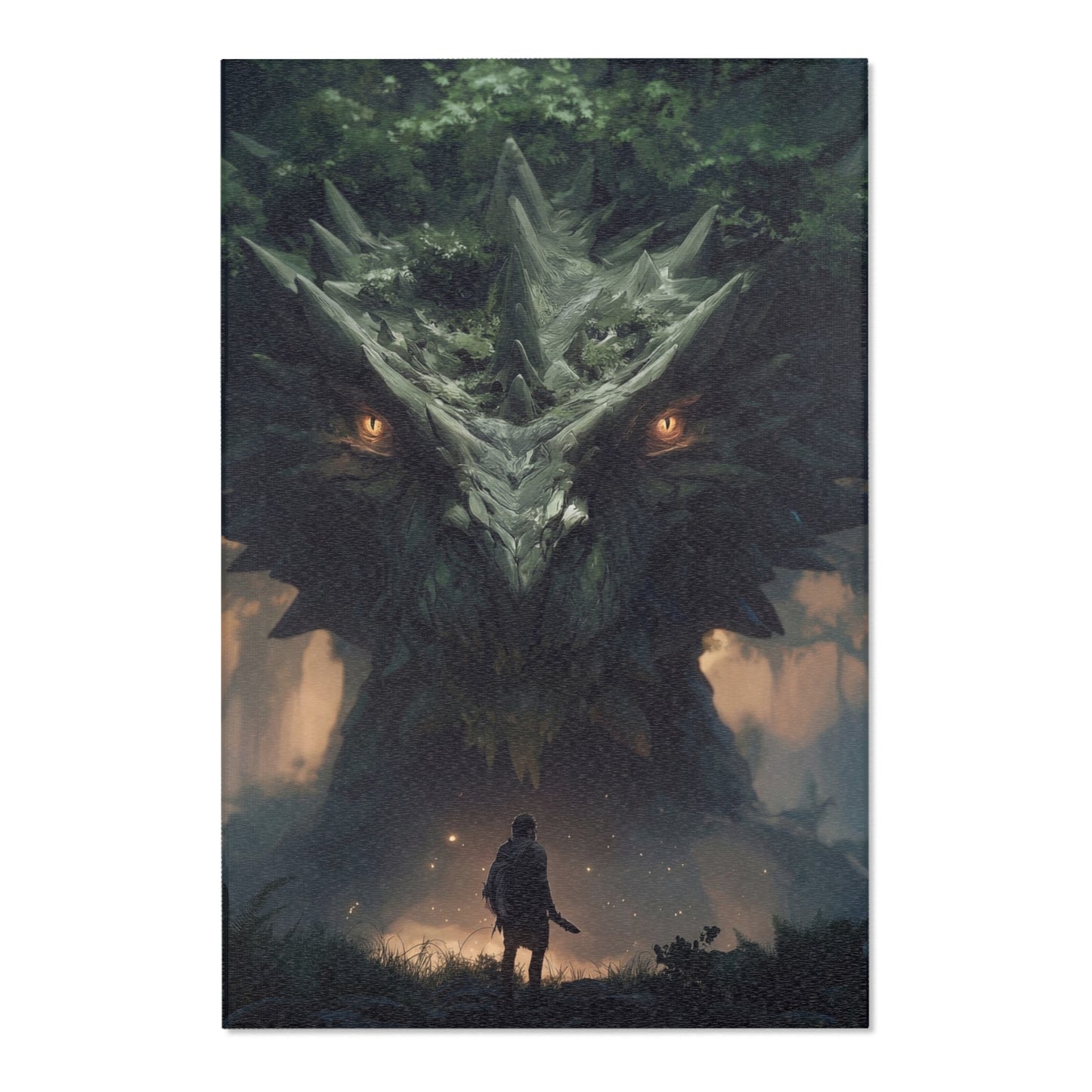 Ancient Dragon Sentinel Area Rugs – Forest Guardian Twilight