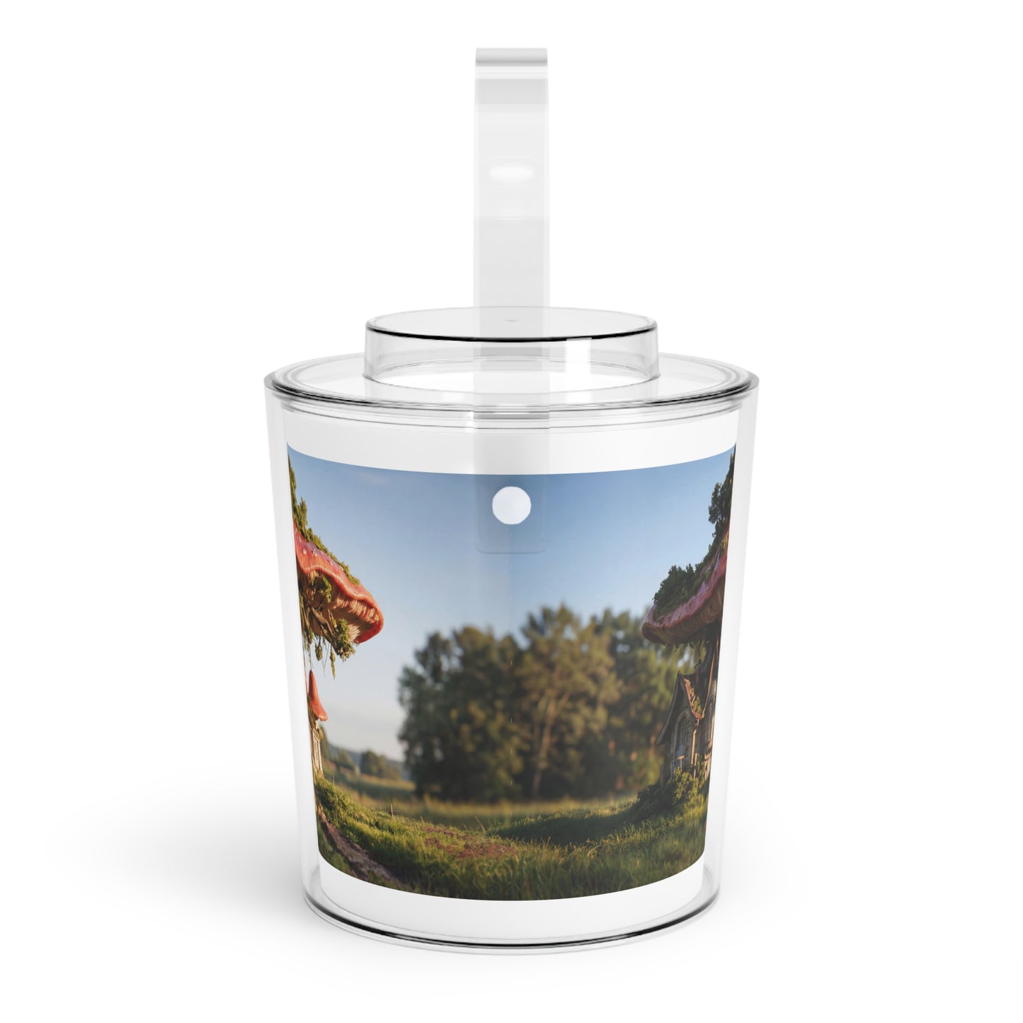 Mushroom Cottage Ice Bucket with Tongs – Whimsical Forest Haven