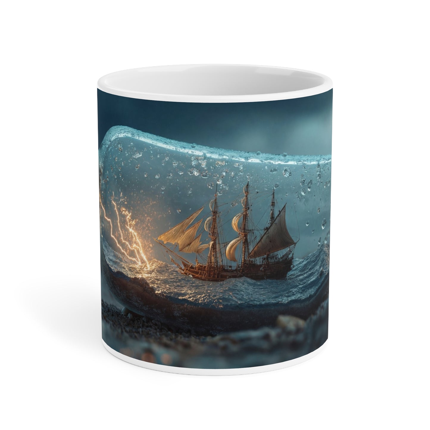 Storm-Sailed Ship in Bottle Ceramic Mugs (11oz\15oz\20oz) – Tiny Tempest, Mighty Voyage