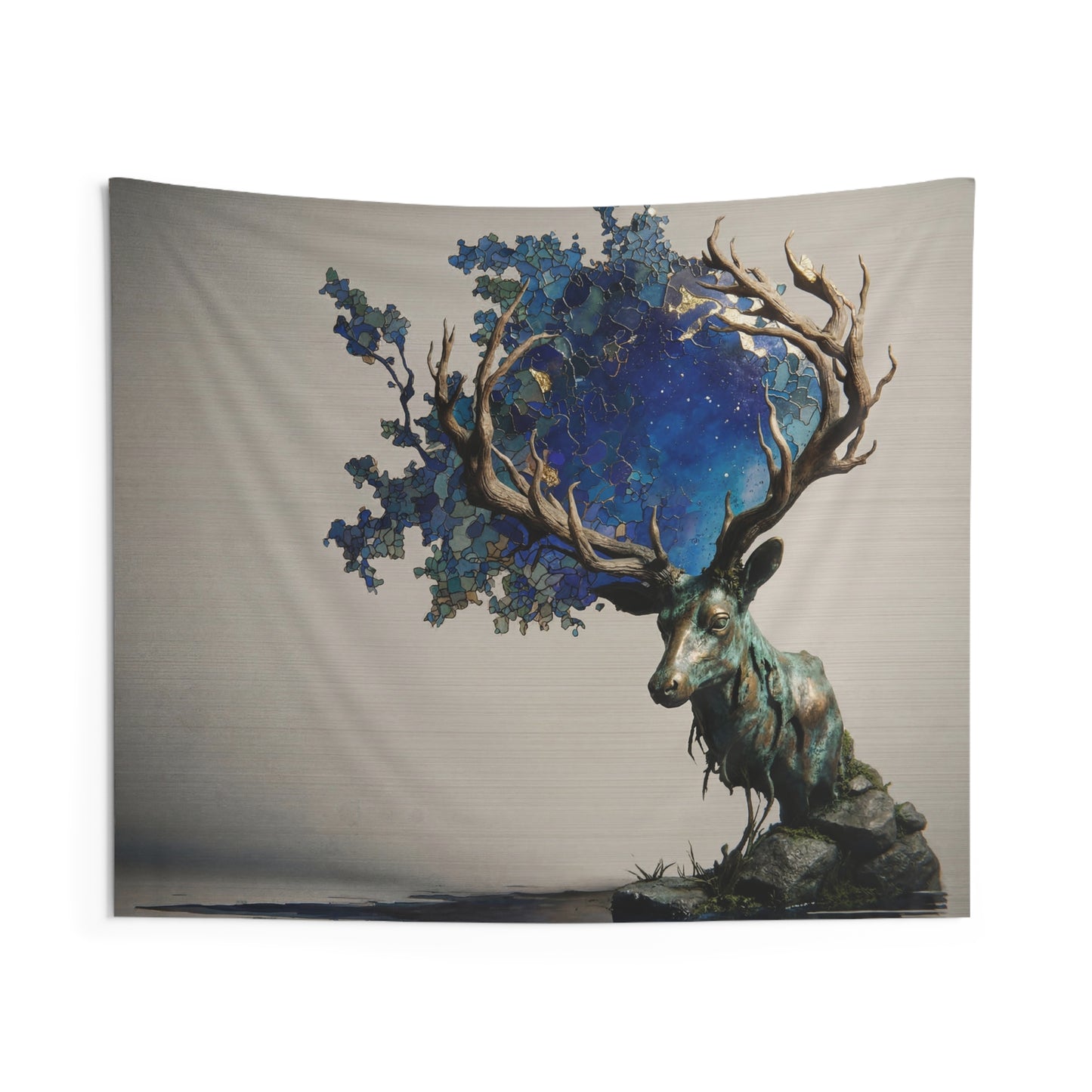 Celestial Stag Indoor Wall Tapestries – Starry Antler Dreamscape