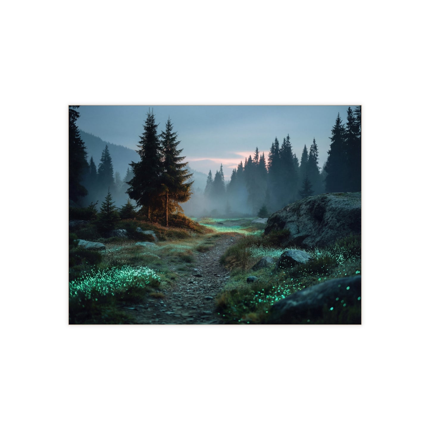 Glowing Moss Path Ceramic Photo Tile – Twilight Forest Secret