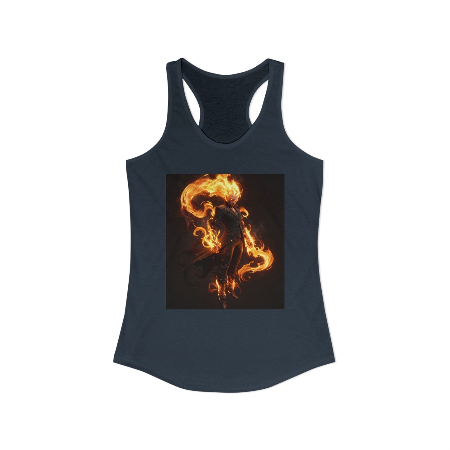 Inferno Walker Women's Ideal Racerback Tank – Fiery Guardian Silhouette