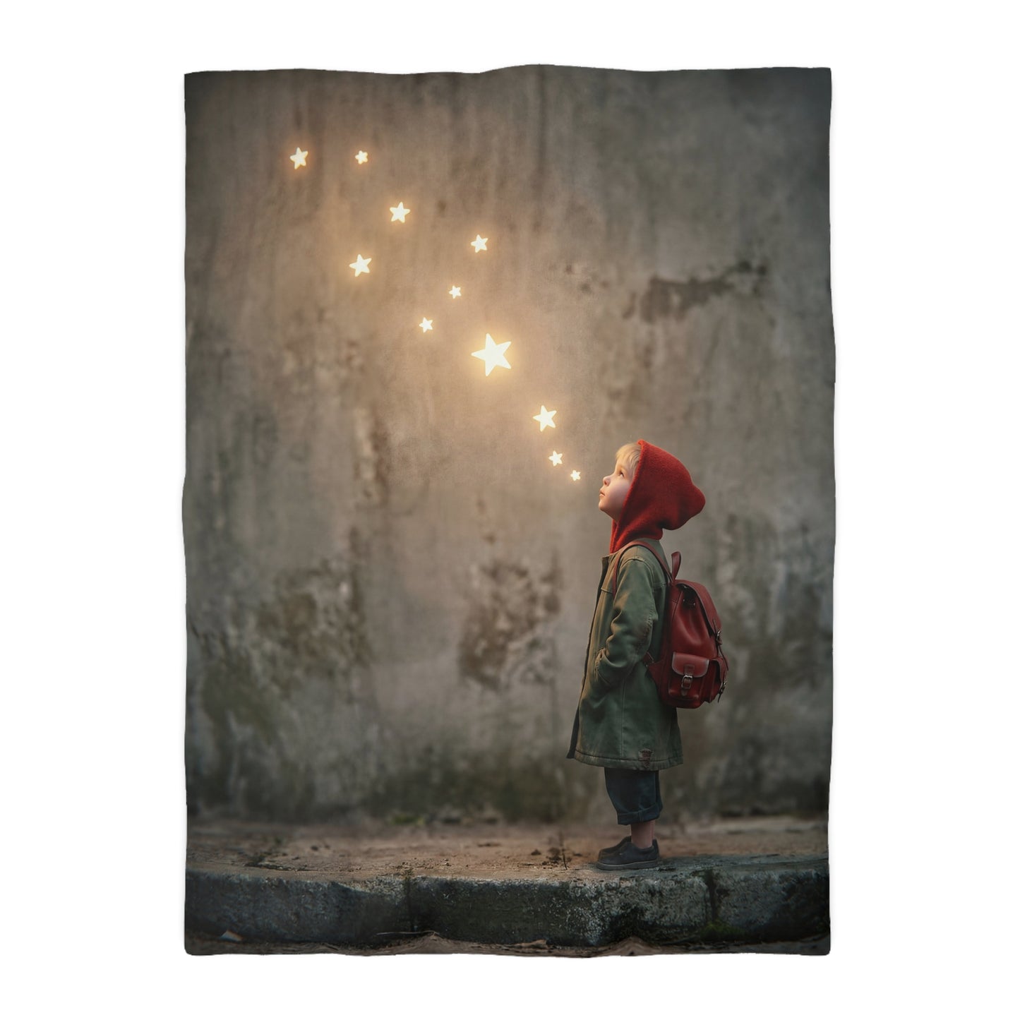 Star-Whisperer Microfiber Duvet Cover – Warm Glow of Childhood Wonder