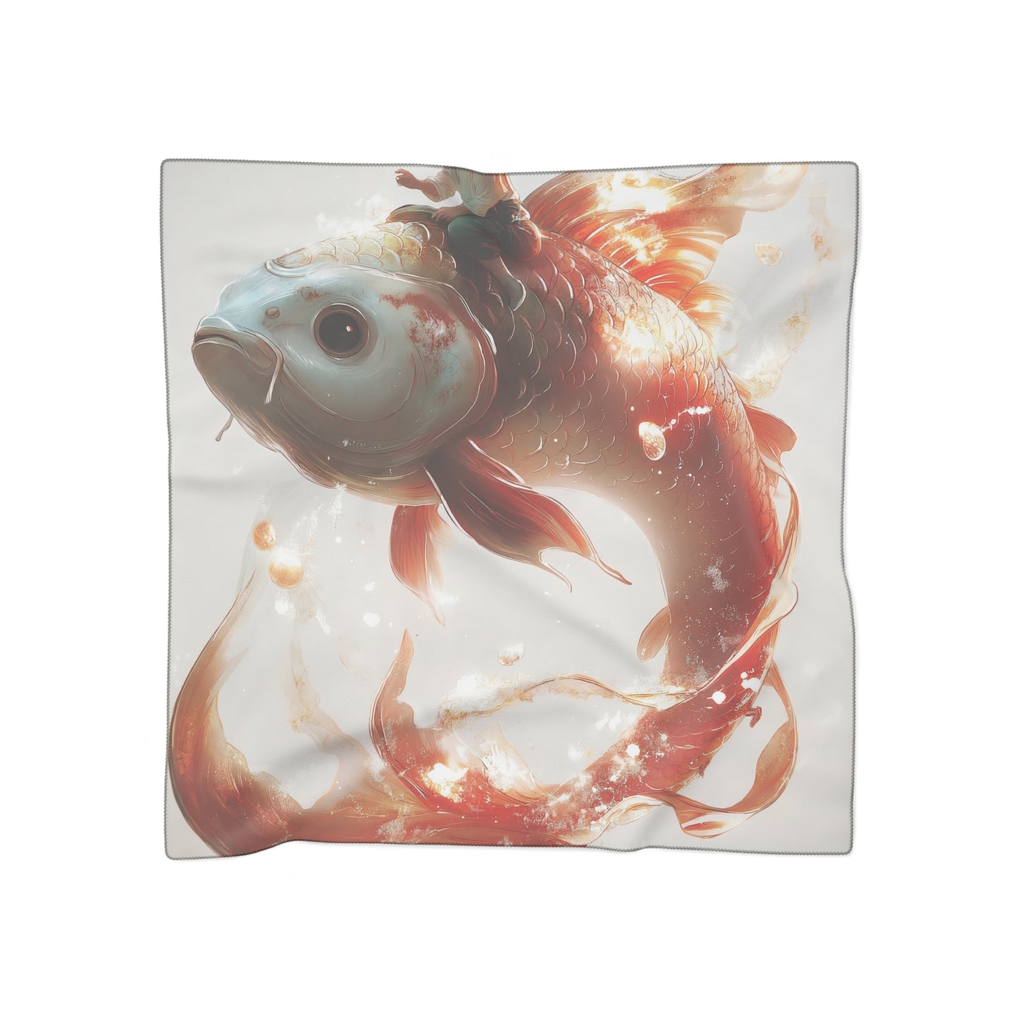 Child on Celestial Koi Poly Scarf – Warm Liquid Light Dreamscape